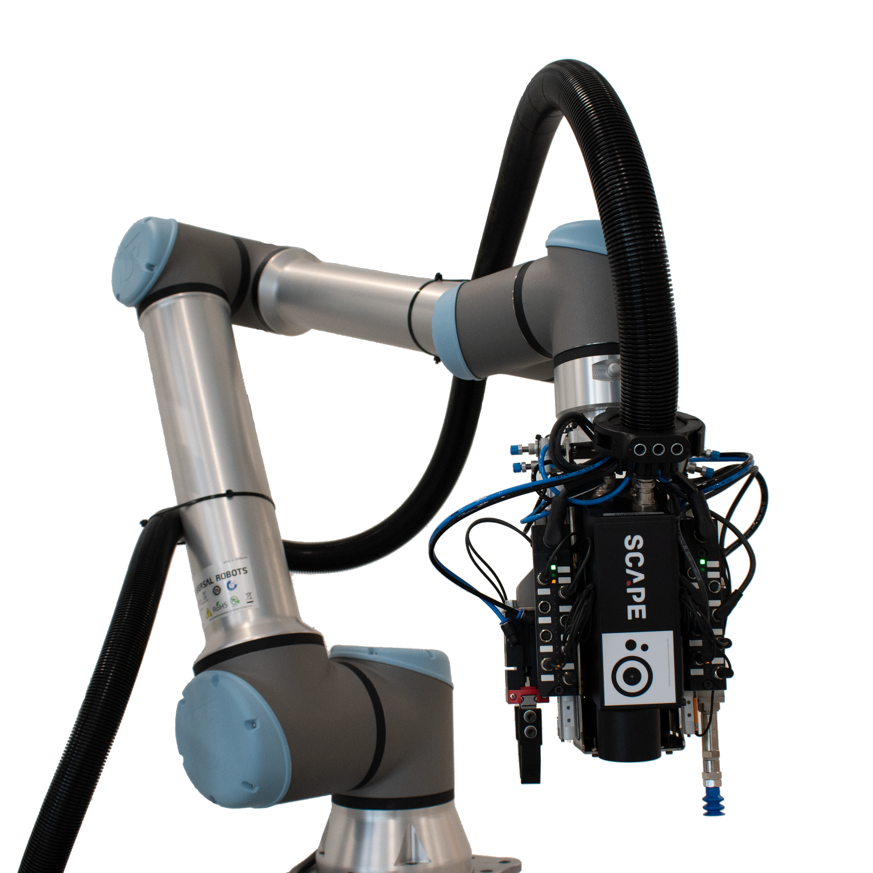 SCAPE Mini-Picker solution for production line automation, integrated on a Universal Robot cobot